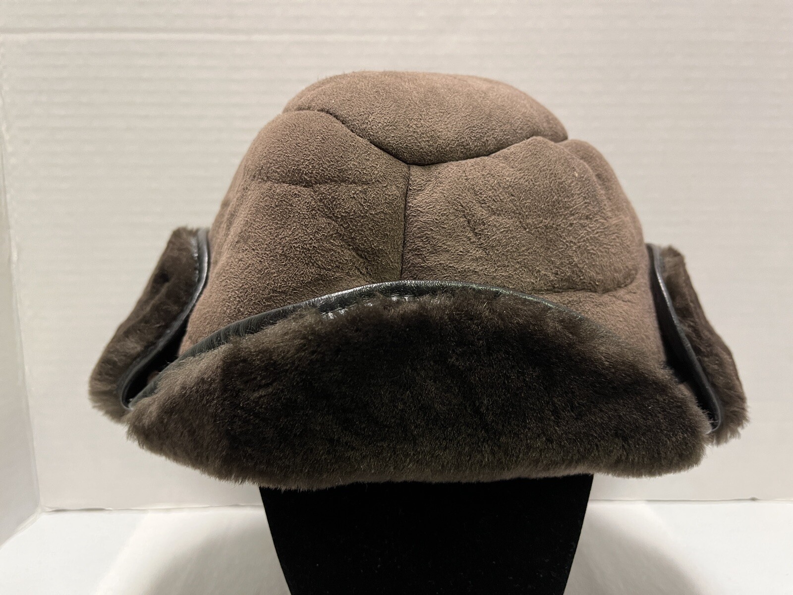 Trapper hat size medium snap button ear flaps fur - image 1