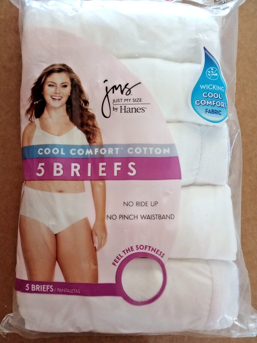 Women s Just My Size Panties Briefs Size 13 XXL Cotton 5 Pack WHITE NWT
