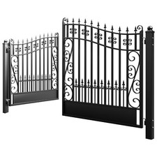 Zumi 12x6 Ft. Dual Swing Driveway Gates Weatherproof Iron Gate Kit For Outdoor