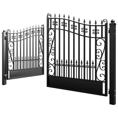 #ad #ad ZUMI 12x6 ft. Dual Swing Driveway Gates Weatherproof Iron Gate Kit for Outdoor $1439.99