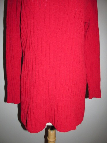 J.Jill Women's Size S Red Chenille Ribbed Tunic Sweater - Picture 3 of 9