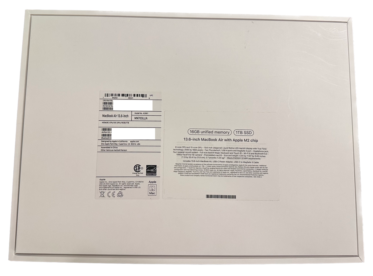 Empty Box Only: Apple MacBook Air M2 13.6 Empty Box Only: Apple MacBook Air M2 13.6