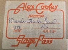 Marshall Tucker Band Stage Pass - Alex Cooley 12/12/1975 - Wet Willie - Outlaws