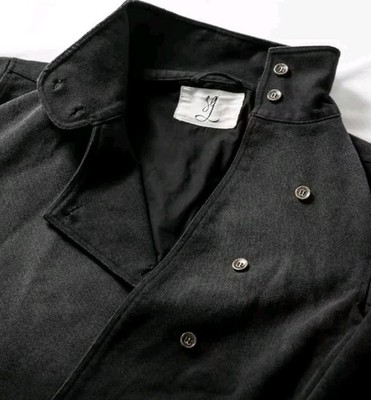 Men's Black High Collar Asymmetrical Button Jacket Casual