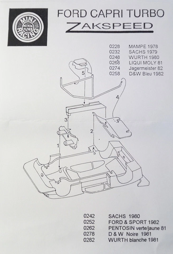 1-43 Ford Capri turbo Zackspeed MAMPE DRM'79 Heyer resin kit Mini Racing MRA228k - Immagine 2 di 4
