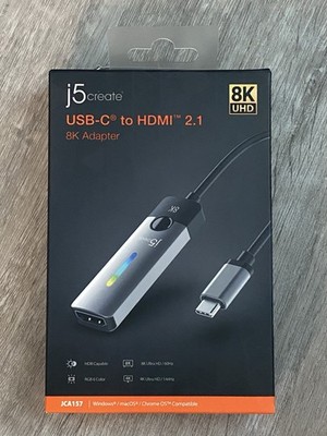 j5create JCA157 USB-C to HDMI 2.1 8K UHD Adapter - Space Gray/Black -New Sealed!