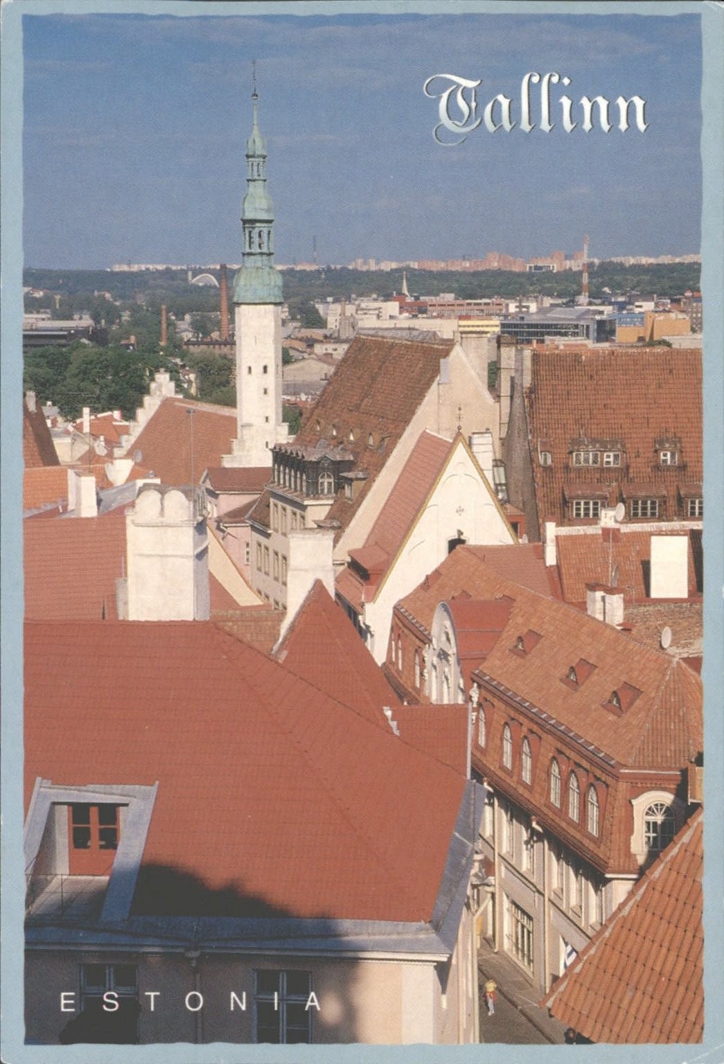 Tallinn Estonia Cityscape Old Town Red Roofs Photo Postcard 2000 Posted