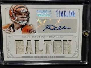 2013 Panini National Treasures Andy Dalton Timeline Patch Autograph #16 Of 25