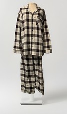 Pajama Set Flannel 100 Cotton Plaid Black White Sz L Men  s New
