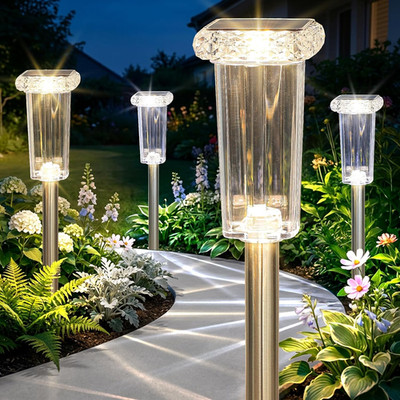 Solar Lights Outdoor 8 Pack LED Waterproof 10 Modes Pathway Outside Lights for Y