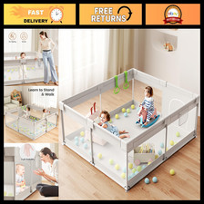 Extra Large Baby Playpen with Gate - Sturdy Indoor Toddler Play Yard, 69x59in