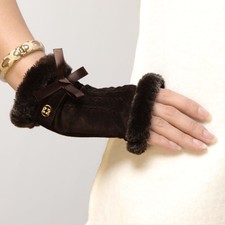 Ladies Woman Genuine Suede Leather Half Finger Fingerless Gloves On Sale 128