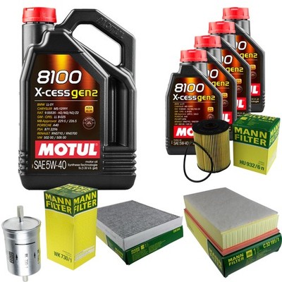 MANN Inspektionspaket 9L MOTUL 8100 X-CESS 5W-40 für VW Multivan V 3.2 V6