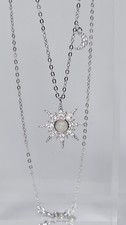 Sterling Silver S925 Necklace Opal Star Moon Zirconia Chain Gift Box For Her