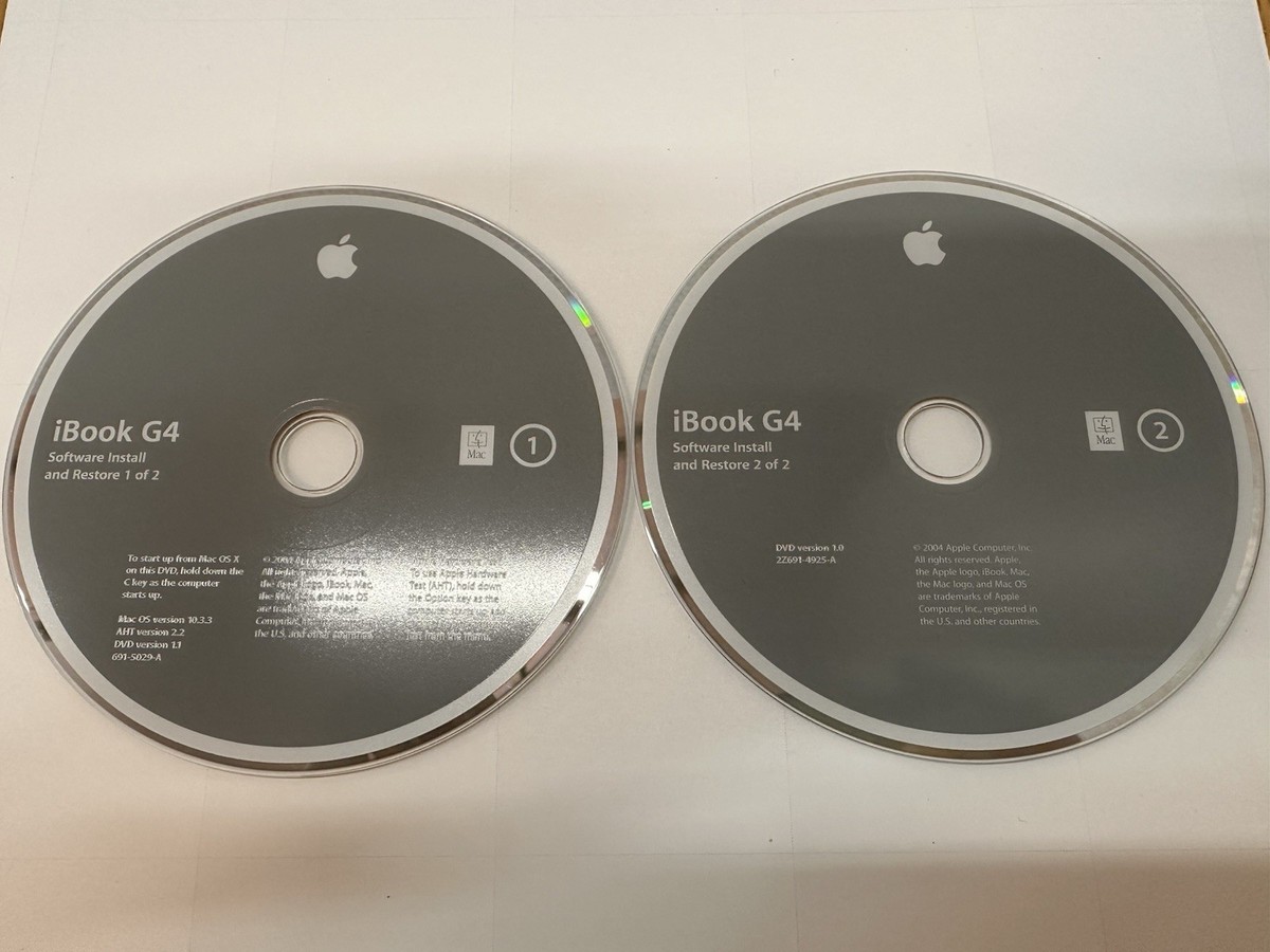 Apple Mac iBook G4 OS X 10.3.3 Install and Restore 2 Disc DVD