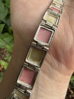 Sterling Silver 925 coral Mother of pearl panel bracelet Vintage jewelry — photo 4