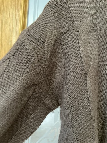 High Yak Wool Pullover Sweater | Brown Cable Knit | Soft | Bust 98cm Length 54 - Picture 13 of 14