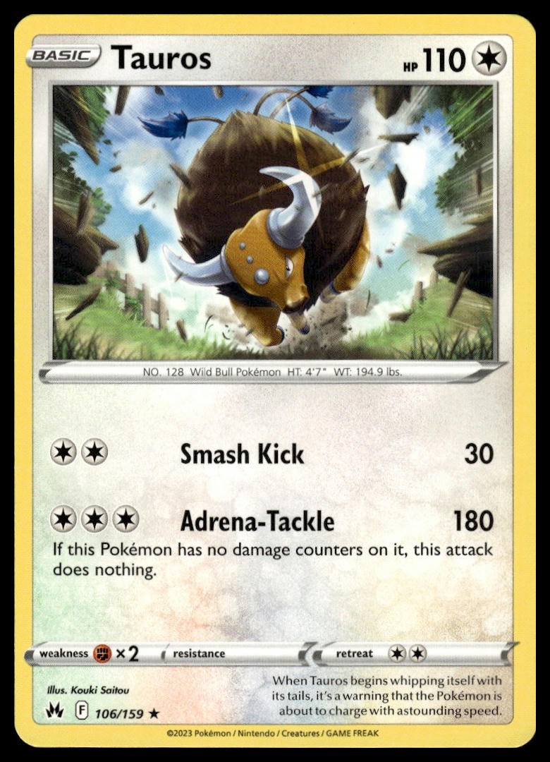 Tauros 106/159 CRZ Crown Zenith Pokemon TCG NM