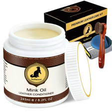 Velluxor 4-In-1 Natural Mink Oil 8.2Oz Leather Cleaner And Conditioner Premium