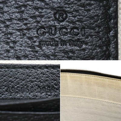 GUCCI Bee Star Clutch Bag 495066 Black Leather Gold-toned Hardware