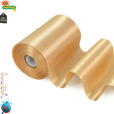 Gold Satin Ribbon 4 Inch x 11 Yards Wide Solid Fabric Large Cutting Ceremony