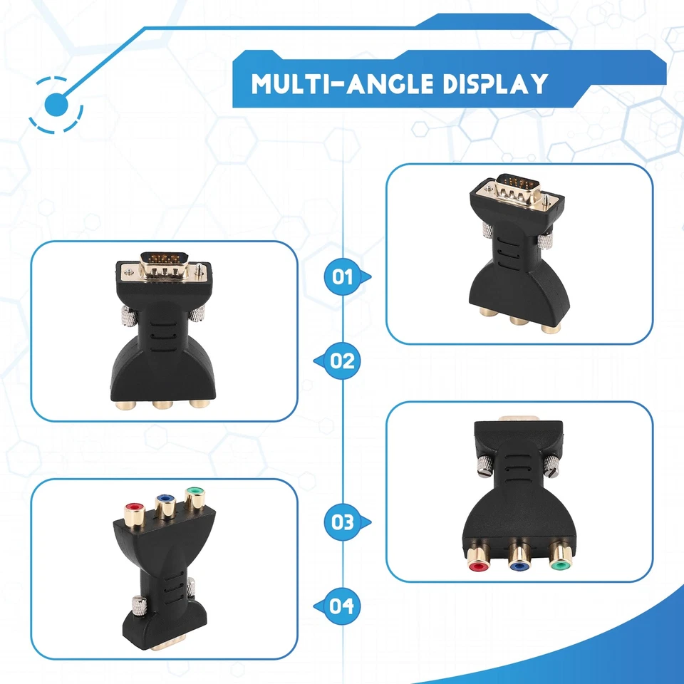 3 RGB Female to 15-Pin VGA Component Video Jack Adapter Conventer R2Q47219 - Image 3 of 4