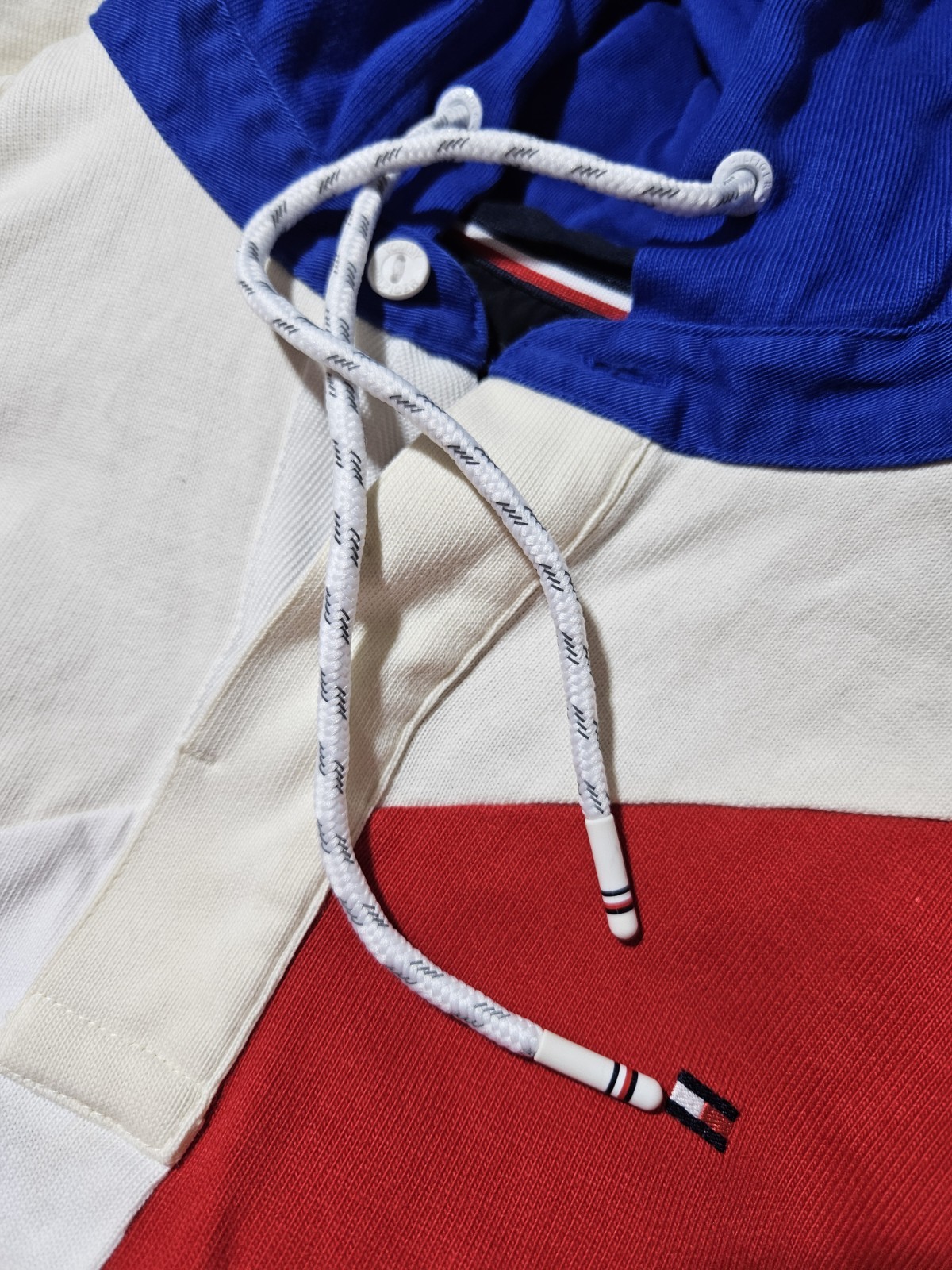 Tommy Hilfiger Rugby Polo Long Sleeve Hood Sweater Men Large Pullover Colorblock thumbnail 9