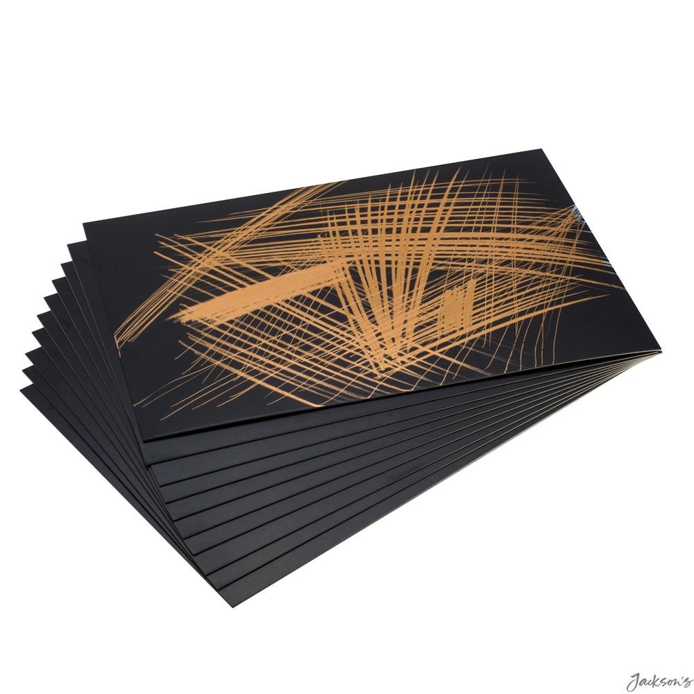 Essdee Scraperfoil Scraperboard Black Coated Goldfoil 152x101mm 10 Sheets