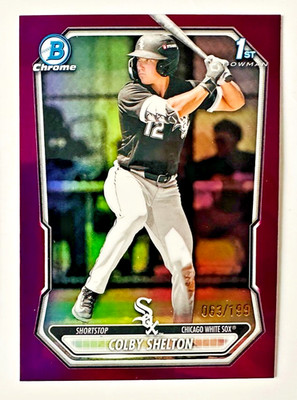 2026 1st Bowman Chrome Colby Shelton PURPLE Refractor Prospect RC /199 White Sox
