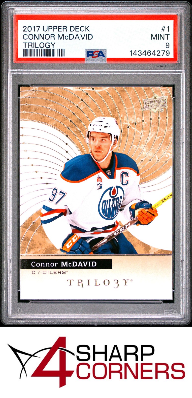 2017 UPPER DECK TRILOGY #1 CONNOR McDAVID OILERS POP 2 PSA 9