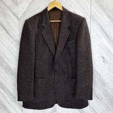 Vintage Harris Tweed Blazer Sport Coat Jacket Mens Size 42T 100 Wool Brown