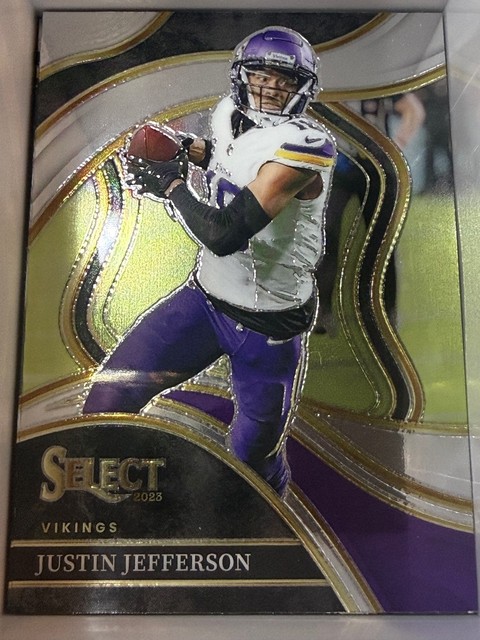 2023 Panini Select #247 Justin Jefferson Red and Yellow Prizms Die Cuts