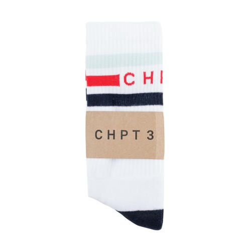CHPT3 UK 8-11 Calcetines Tubo Algodón Blanco con Rayas Azules, Rojas y Azul Marino (5 Pares) - Imagen 3 de 5