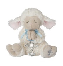 Ganz Serenity Lamb 13" w/Crib Cross Boy Blue Christening Baptism Baby Gift