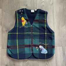 Vintage Disney Store 90s Winnie the Pooh Embroidered Fleece Medium Zip Vest