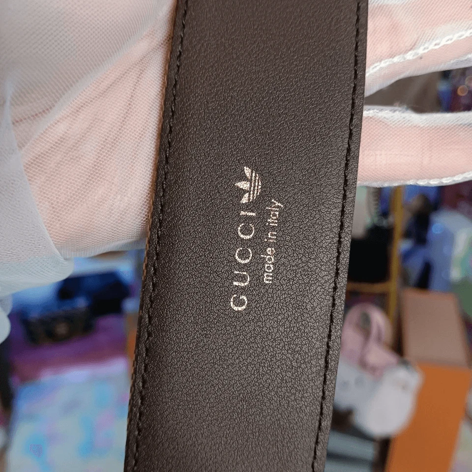 New Gucci x Adidas Limited Ed Marmont GG logo Bronze Brown Leather Belt Size 75 - Image 4 of 4