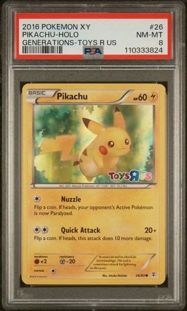 2016 Pokemon Pikachu 26/83 Generations Toys R Us Promo Holo Rare PSA 8
