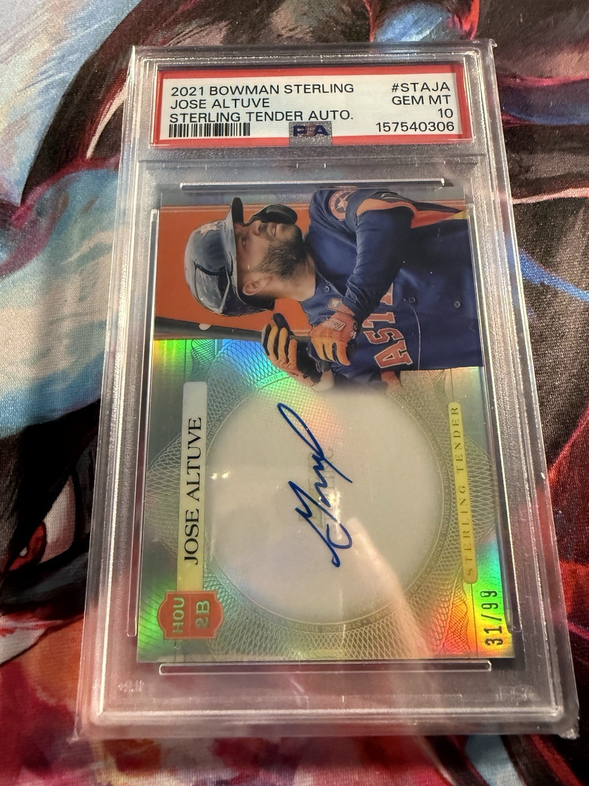 2021 Bowman Sterling Jose Altuve Sterling Tender Auto /99 PSA 10 view 2