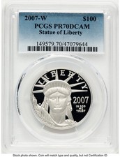 2007-W Proof Platinum Eagle 1 oz Blue Gradient PCGS PR70 2352.00 per troy oz