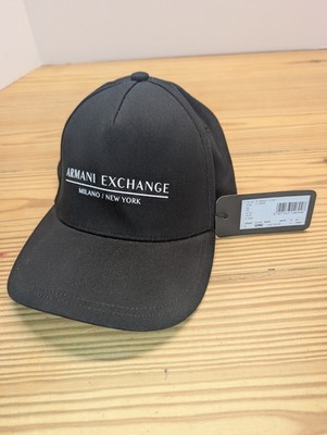 Armani Exchange AX Logo Snapback Hat Black Milano New York Cap NWT Plus Blemish