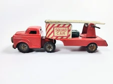 Vintage SSS Toys Tin Fire Truck 1950s Japanese Squad Car 5.75"