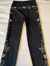 krimson klover Black Base Layer Stretchy Flowered Leggings