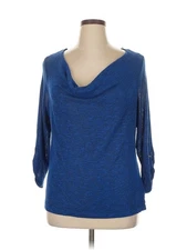 AB Studio Women Blue 3/4 Sleeve Top XL