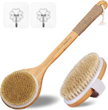 Dry Brushing Body Brush Natural Boar Bristle Wood Handle 2Pcs-Set