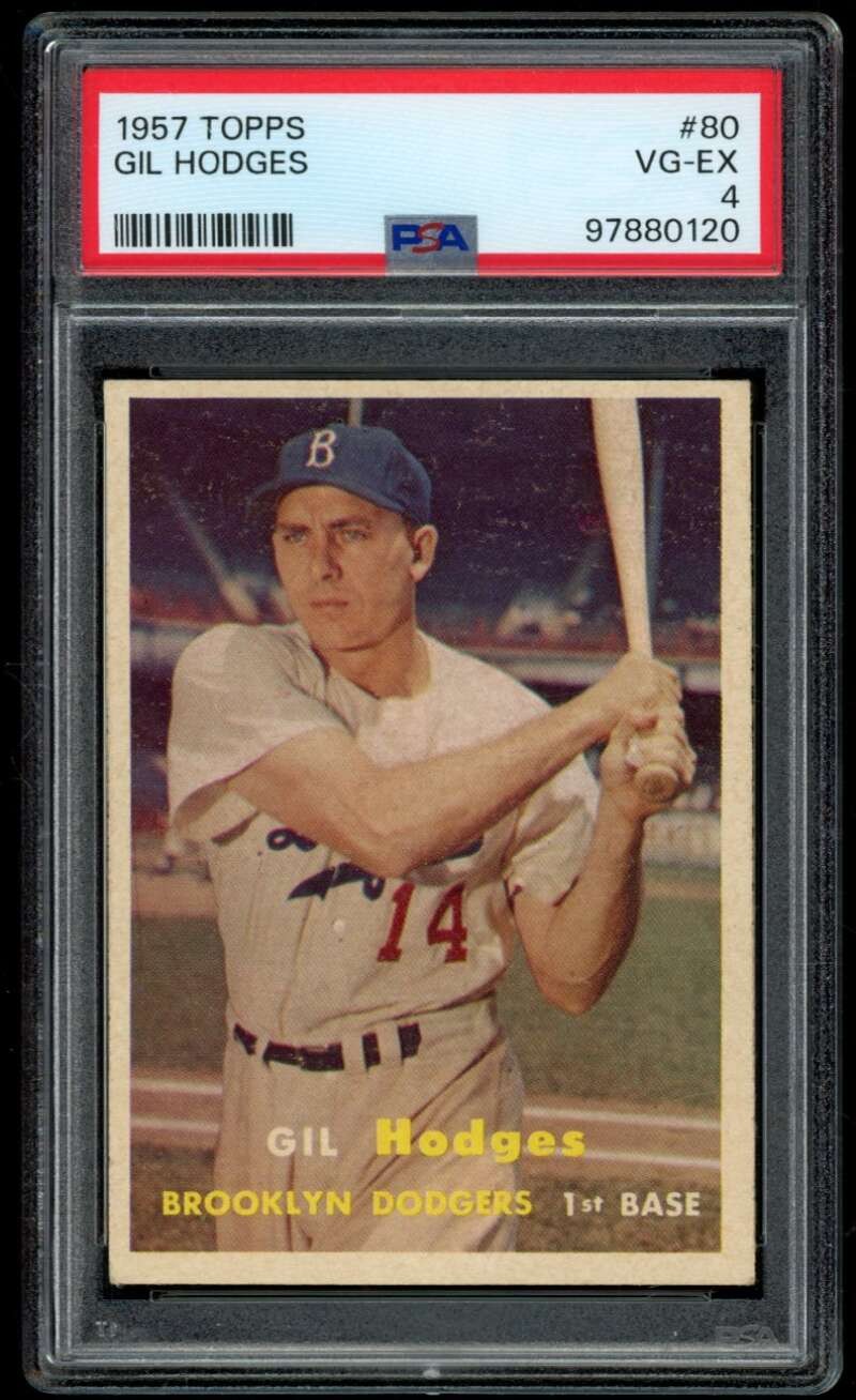 1957 Topps #80 Gil Hodges PSA 4 Brooklyn Dodgers  (0120)
