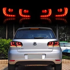 VLAND LED Smoked Tail Lights For 2010-2014 Volkswagen VW GOLF MK6 W/Sequential