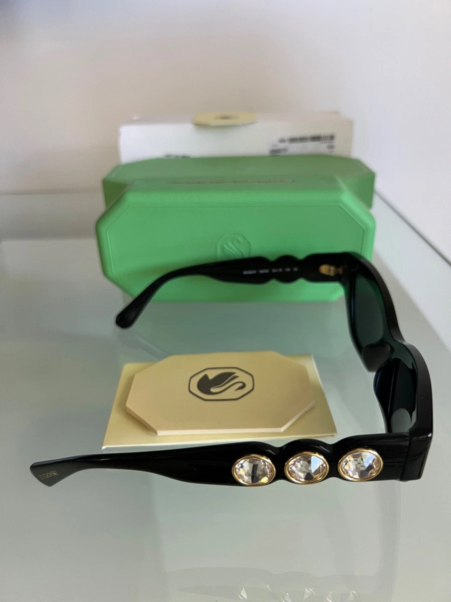 Swarovski Fortunate SW 117 Black Gold 01B Cat Eye Plastic 57-15-145 SW117 Swarovski Crystals Fortunate Sunglasses SW 117 Black 01B Cat  main image 4
