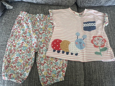 Next Pink Floral Multicoloured Caterpillar Flower Top & Bottoms 3-6 Months