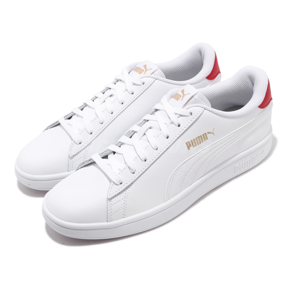 Puma Smash v2 L White Red Gold Men Unisex Classic Casual Shoes