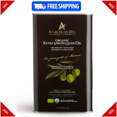 Atlas Organic Extra Virgin Olive Oil 3L, Cold Pressed Moroccan EVOO
